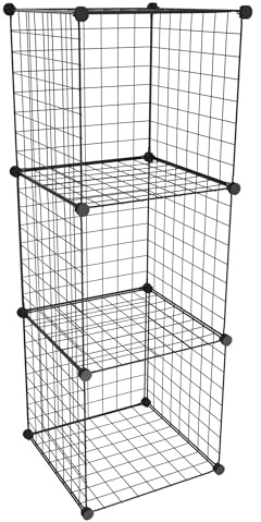 Aigentlich Drahtwürfel-Regal 3 Fächer Madrid, Schwarz 109x38,5x38,5cm