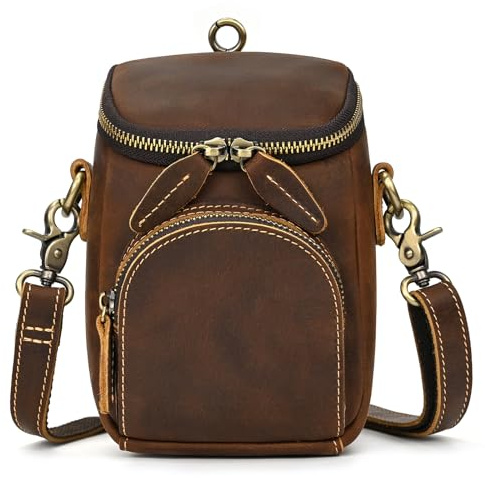 Handytasche Leder Vintage Gürteltasche Herren Hüfttasche Klein Schultertasche Umhängetasche Handy Gürteltasche Herren Leder, 9391 braun