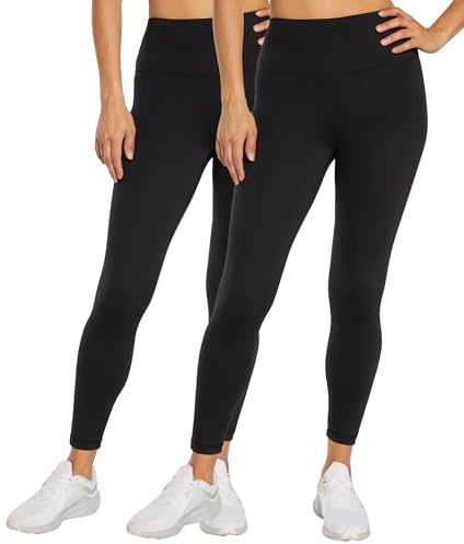 Balance Collection Womens Easy 25 High Rise Ankle Legging-2 Pack, Black/Black, Large