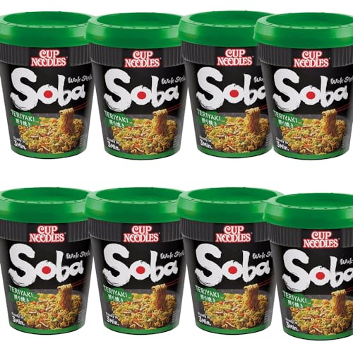 Soba Instant Wok Style Noodles Pot 90g - Instant Wheat Noodles (08 Pots, Teriyaki)