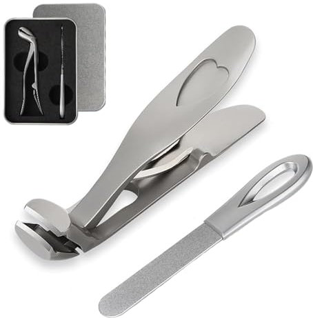 Cumulus Clipmaster Pro, Zehennagelknipser mit abgewinkeltem Kopf, Dotmalls Nagelknipser, Ergonomische Nagelknipser, Shirem Nagelknipser, Nagelknipser für dicke Zehennägel (Silber)
