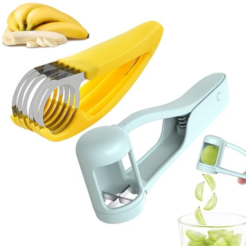 Grape Cutter Traubenschneider Tomatenschneider Obstschneider Traubenschneider Baby Multifunktionales Edelstahl Banane Schneider Salatschneider Küchenwerkzeuge für Gurken Schinken Wurst Banane Traube