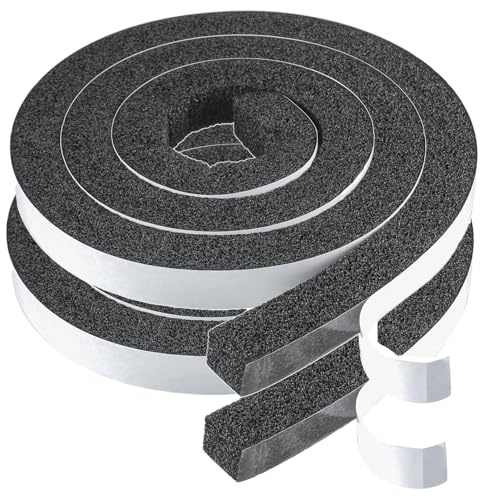 BOJACK Bande d'étanchéité autocollante en mousse 25 x 25 mm Joint Adhésif en Mousse Caoutchouc caoutchouc mousse autocollant pour porte fenêtre(2 Rolls, longueur totale 4m)