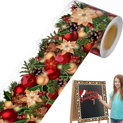 syiyunran Dekoratives Klebeband Washi Tape Weihnachten - 1 rolle, 7,5cm breit, Randaufkleber für Weihnachtsdekorationen, Verschönerung Von Zeitschriften, Scrapbooking, Basteln, Planen
