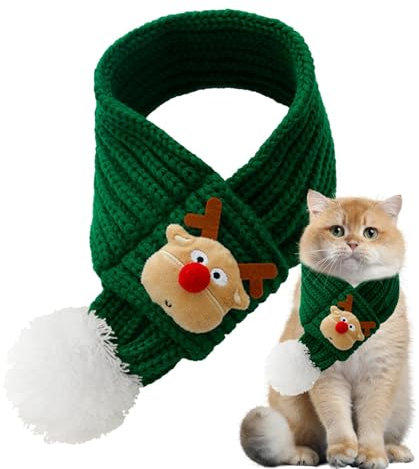 Dtaigou Hunde-Weihnachtsschal, Haustier-Winter-Halswärmer,Bequeme Hunde-Bandanas, Katzen-Bandanas - Weihnachtsmann-Schal, praktischer Halswärmer im Knoten-Design für Hunde, Welpen, Katzen, Kätzchen
