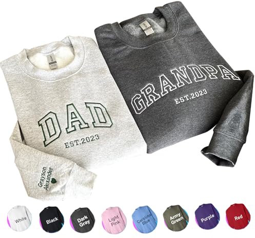 Felpe ricamate personalizzate con nome, felpe con cappuccio ricamate per neomamme papà, felpe unisex, regali per mamma, papà, nonni, famiglia, sorella, coppia, figlio, figlia, regalo di compleanno di