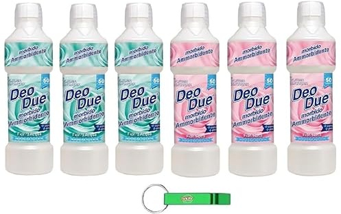 Pack de test DEO DUE Ammorbidente Concentrato Fiori Rose + Fiori d'Acqua Assouplissant concentré, idéal pour tous les vêtements, 50 lavages, 6 x 1 litre + porte-clés Beni Culinari gratuit