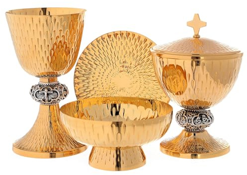 Holyart Kelch Ziborium und Patene aus Messing und Silber Lebens Jesus, Patene