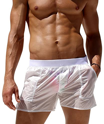 Raopuzi Bañador Hombre Sexy Bañadores Corto Secado Rápido Traje de Baño Transparentes Boxer Pantalones Cortos Surf Playa Ligero Shorts Acuáticos Boardshorts Impermeables de Natación para Hombre