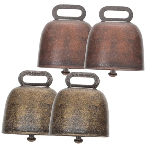 DECOMELODY 4stücke Teiliges Vintage Metall Kuhglocken Antiverlust Vieh Glocken Für Haustiere Bauernhof Deko Klarer Klang Leicht Robust Geeignet Für Hunde Kühe Schafe Bastelprojekte