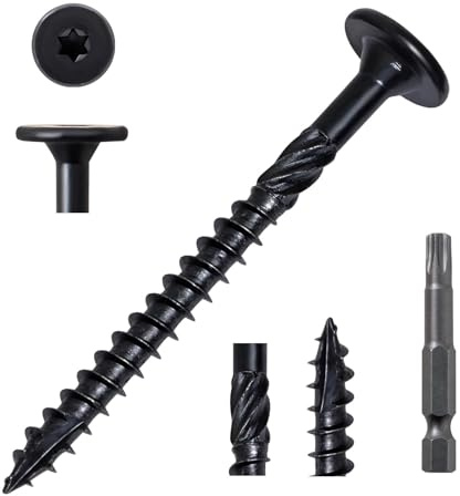 Valorada 20Pcs 6.3 x 73mm Wood Screws, Decking Screws, Heavy Duty Construction Structural Screw, Rust Resistant Black Wood Screw, with T30 Star Bit
