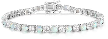 FANCIME Silber Tennisarmband für Damen, 925 Sterling Silber Tennis Armband mit Zirkonia und Synthetisch Edelstein Geschenk Schmuck für Damen Mädchen, Breite 4 mm, Länge 18 cm