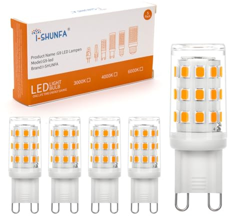 I-SHUNFA G9 LED Lampen 3W Warmweiß 3000k AC 230V | Ersatz 30W Halogenlampe Enegiesparende LED kleine Birne (5 Stück)