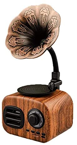ZJFHEYUO Enceinte Bluetooth rétro Style boîte à Musique, Platine Vinyle Vintage en Forme de Gramophone avec entrée auxiliaire, Port USB pour clé USB, Style phonographe pour la déc