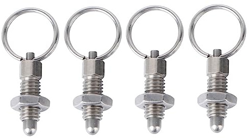 Gadpiparty 4pcs Stainless Steel Spring Plunger Pins with Pull Rings Positioning Knob Pins for Industrial Equipment Trucks and Workshop Machinery Easy Installation and Portable Design