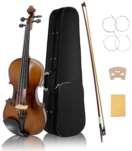 Yinfente 4 String Acoustic Viola 16.5 inch Full Size For Students,Beginners, Professional Handcrafted Complete Viola Instrument With Case,Brazil Bow