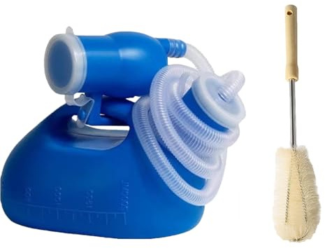 Urinflaschen für Männer, Tragbare Urinflaschen für Männer, Urinflaschen für Männer & Frauen, Camping Toiletten für Erwachsene, mit 1.6 m Schlauch 2000 ml, Bringen Sie eine Reinigungsbürste mit (Blau)