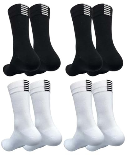 4 pares de calcetines de ciclismo para hombre, calcetines de ciclismo de carretera para hombre, adecuados para ciclismo de montaña, ciclismo, running y escalada (negro, blanco)