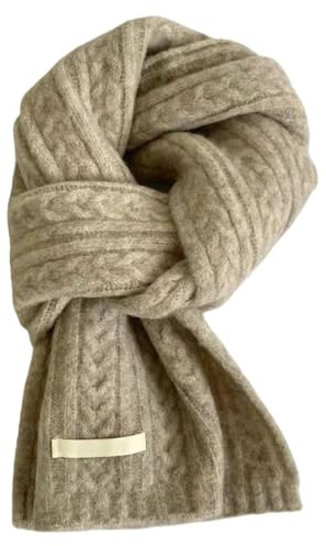Generisch Damen Winterschal Weiche Wollschal Herren Winter Strickschal Warm Kaschmir Schal Vielseitiger Einfarbiger Gestrickter Schal, 160 x 20 cm (Khaki)