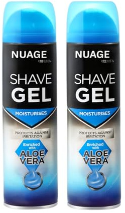 Shaving Gel for Men Pack of 2 200ml - Aloe Vera Moisturizing Formula, Softens Beard, Protects Against Irritation, Smooth Shave, Sensitive Skin Care, Hydrating Beard Softener