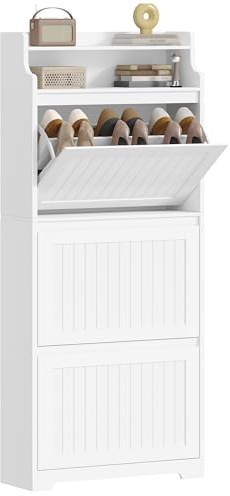 Hzuaneri Schuhschrank, Schuhkipper Schmal, 16 Paar, 3 Klappen (60B cm)