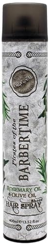 BARBERTIME Sheen Spray 400 ml | Spray brillante con aceite de oliva y romero, brillo y cuidado inmediato, acabado ligero para hombres y mujeres, no grasa y fácil de aplicar (1 x 400 ml)