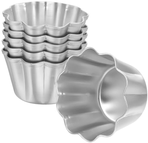 ANDRESLAD Stampi per Muffin Antiaderenti in Alluminio 6 Pezzi, Pirottini Multiuso per Crostata D’uovo e Budino, Accessori da Forno per Torte e Pasticceria Fai-da-te, per Cucina Casalinga