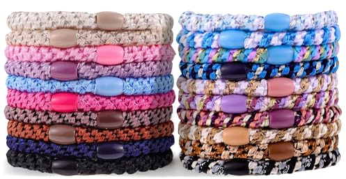 Obeoby Haargummi Damen Mädchen, 20er Set Spiral Haargummis Mädchen, Scrunchies Hair Ties Elastics aus geflochtenem Material, schonender Halt für dickes Haar, Pferdeschwanz und Dutt im Alltag und Sport