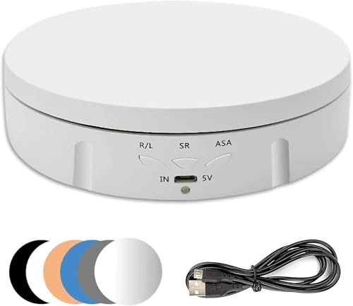 Drehteller Elektrisch 10KG 14,6 cm, 360° Elektrischer Drehteller für die Fotografie, mit Akku, 3 Geschwindigkeiten und Winkelverstellung zur Präsentation von Schmuck, Uhren, Digitalen Produkten