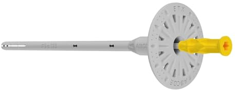 WDVS Schraubdübel mit Metalldorn 8 x 215 mm, Torx T40, thermisch entkoppelt, Dämmstoffdübel für Beton, Vollstein, Lochstein & Porenbeton, 100 Stück