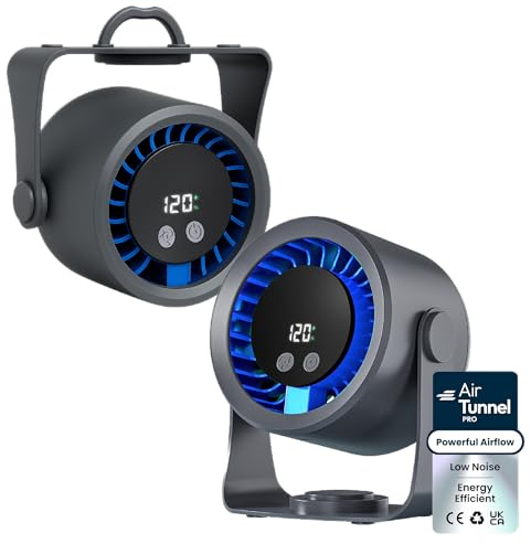 iN Rechargeable USB Desk Fan with Digital Display, Powerful, Multiple Speed Adjustable, 360° Rotatable Quiet, Type-C Charging Portable Cooling Fan for Office, Bedroom & Home