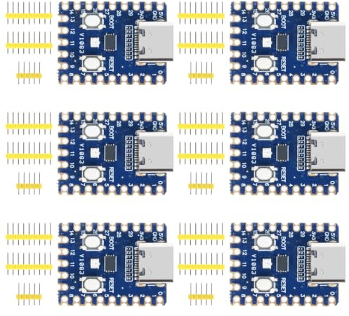 AYWHP 6 placas de desarrollo R-Pi RP2040-Zero con USB-C, Dual Core ARM Cortex-M0+, flash de 2 MB, compatible con Raspberry Pi Pico, compatible con C/C++ y MicroPython (no soldada)