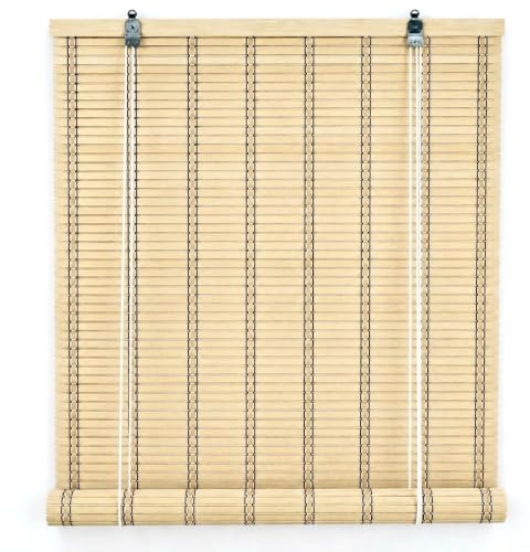Solagua Tenda a Rullo in bambù, Tenda Pieghevole, Tapparella Avvolgibile per Porte e Finestre, largh. x lungh.= (A.90 x L.175 cm, Naturale)