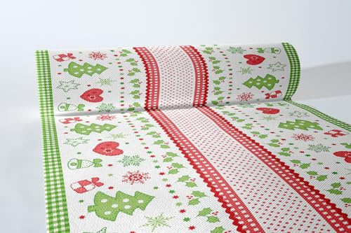 Sovie HORECA Tischläufer Christmas aus Linclass® Airlaid, Einweg Weihnachtstischläufer stoffähnlich, ideal für Advents- & Weihnachtsfeiern, 40cm x 24m, 1 Stück