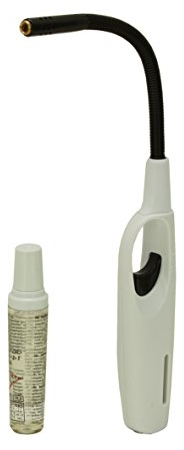 CFH Gasanzünder-Set Maxi Flexibel Turbo STF 449 - Stab Feuerzeug mit Turboflamme, Set mit 16,7 ml Nachfüllgas, Kunststoff, Rot/Blau/Weiß/Schwarz, TÜV Rheinland Bauart geprüft und zertifiziert