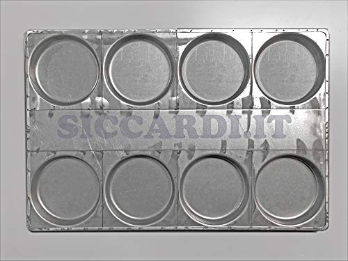 Siccardi Teglia per pizzette/focacce in lamiera alluminata Cm 60 x 40-8 Impronte Ø 14 Cm
