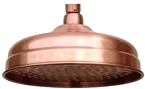 Soffione Doccia Rotondo In Rame Antico, Diametro 20 Cm (8 Pollici), Soffione Fisso Ad Alta Pressione Con Soffione Doccia Ad Angolo Regolabile Soffione Doccia Anticalcare a Cascata