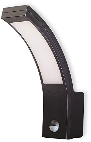 Luz LED de pared de negro 10W con detector de movimiento y sensor crepuscular IP54 - exterior - luz plástica - foco exterior jardín - lámpara