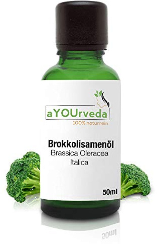Premium broccolifröolja 50 ml – högkvalitativ broccolifröolja som naturlig bärarolja och vårdolja för hud och hår, perfekt som närande hårvårdsolja, 100 % ren
