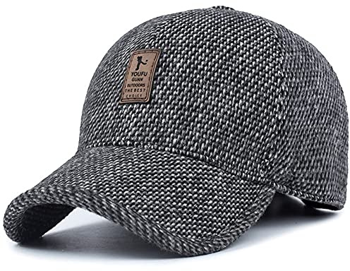 Decorative_ beauty Casquette de Baseball à Visière en Tweed de Laine et Laine d'hiver pour Hommes avec Cache-Oreilles Pliés et Boucle en Métal Plus Chaude