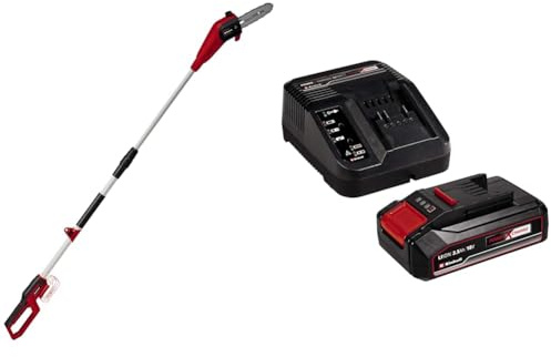 Einhell Motosierra telescópica a batería - GC-LC 18/20 Li T Power X-Change. 18 V, cabezal de motor con 30° de inclinación, varilla de prolongación. Incluye 1 batería de 2.5Ah y cargador individual