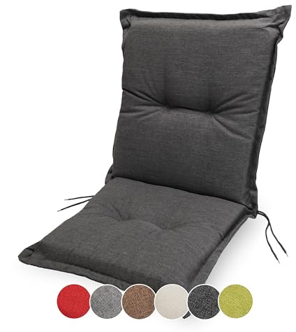 sunnypillow Stuhlauflage Niedriglehner 100 x 50 - Gartenstuhlauflage Extra Dicke 9cm - Sitzauflagen Auflage für Gartenmöbel UV-Lichtecht, Wasserdicht - Outdoor Stuhlkissen für Gartenliegen - Anthrazit
