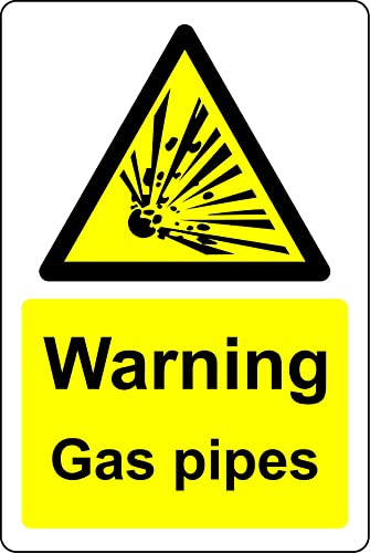 Warning gas pipes identification location Safety signs - 3mm Aluminium sign (200mm x 150mm)