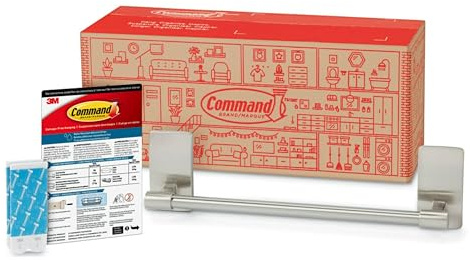 Command Towel Bar with Water Resistant Strips, Organize Your Bathroom, Easy to Open Packaging