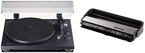 Teac TN-280BT-A3/B Giradischi Bluetooth, Black & Hama 116204 Spazzola Puliscidischi, Nero/Alluminio