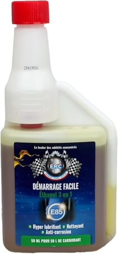 ERC | Démarrage facile éthanol 3 en 1 | Additif | Hyper lubrifiant, nettoyant & anti-corrosion | Nettoie injecteurs, bougies & soupapes | Pour moteur essence | Protège le moteur | 500 ml