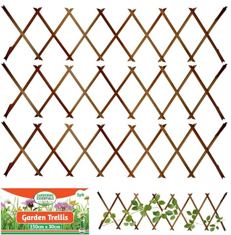 SOL 3pk Garden Trellis for Climbing Plants, 150cm x 30cm Expanding Garden Trellis for Fences, Walls & Planters, Durable Support, Withstand Weather Conditions, Ideal for Landscape & Decorations