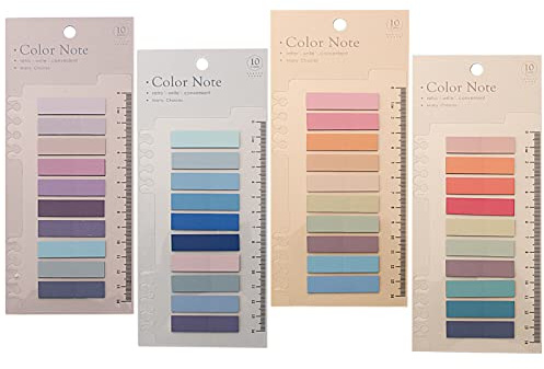 800 Stück Haftnotizen Tabs Beschriftbare Lese Tabs for books Sticky Markers Pastel Page Marker Sticky Tabs Dark Merkzettel Haftstreifen Index mit Lineal für Seitenmarkierung Lesezeichen, 6 Style