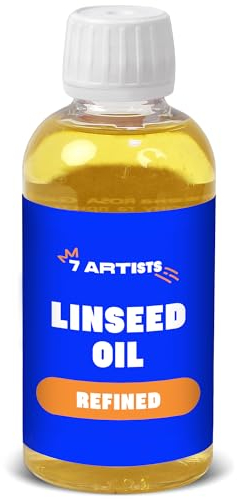 7 Artists Premium Leinöl für Ölmalerei 250 ml Raffiniert - Malmittel für Ölfarben Verdünnung - Ölfarben Zubehör & Oelfarben Künstlerbedarf