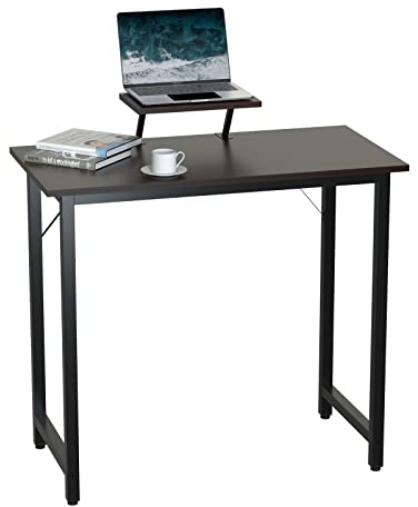 PIPIPOXER Scrivania per computer portatile, 80 x 40 x 75 cm, con supporto per monitor, stabile tavolo da lavoro, scrivania in legno, per lavoro, giocare in camera da letto o ufficio, colore nero